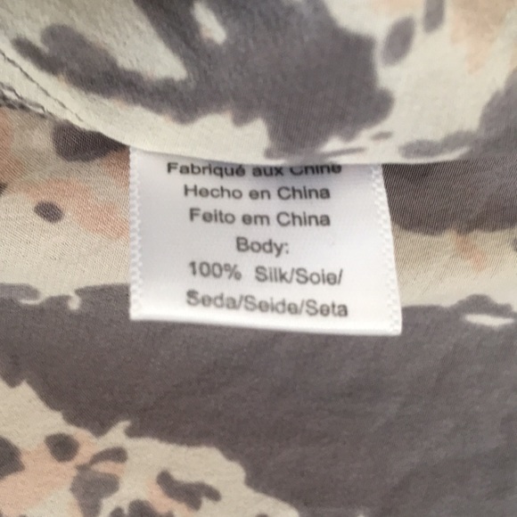 Piperlime long sleeve 100% silk Blouse in grey/pink print size M - Picture 7 of 7